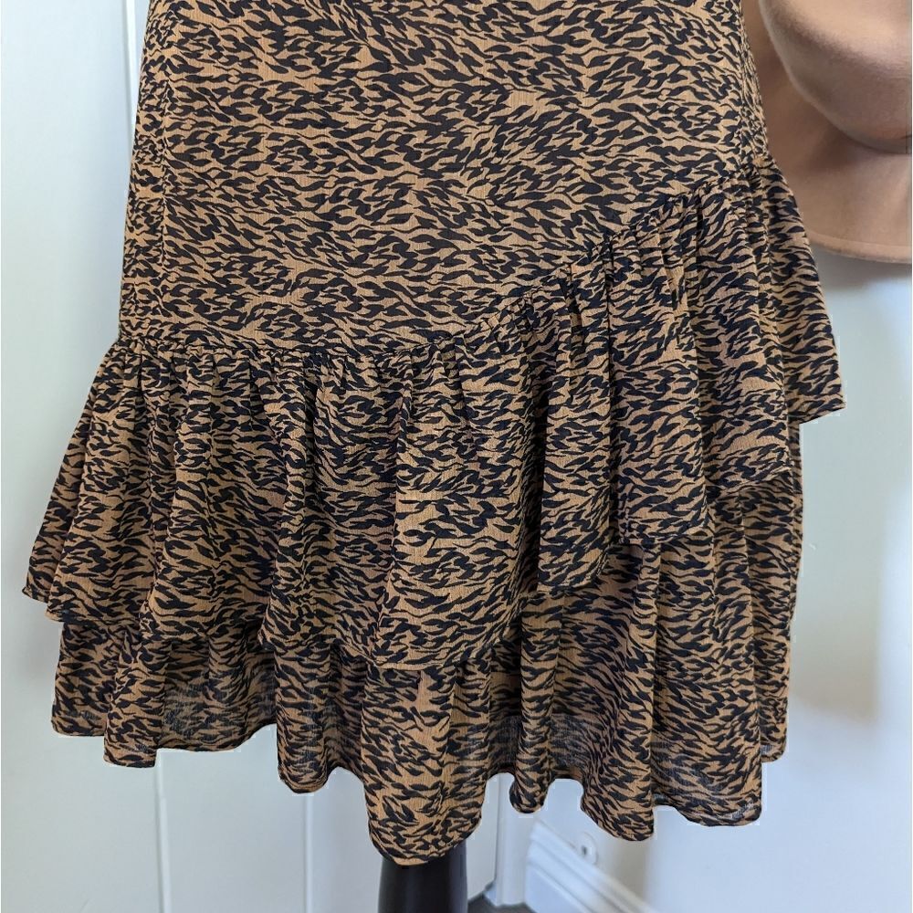 Ted Baker Animal Tiger Print Ruffle Skirt 6 Boho Glam Rock Whimsigoth Rebel Punk - Picture 5 of 15